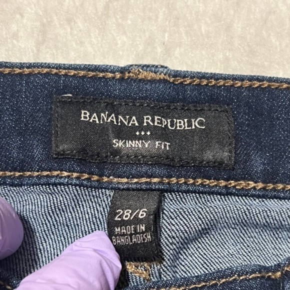Banana Republic Womens Blue Dark Wash Skinny Fit Jeans Mid Rise Denim Sz 28/6 - Picture 7 of 12